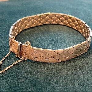 925 Sterling Italian Silver Bracelet w/mesh interlocking pattern, 20cm x 1cm,GUC